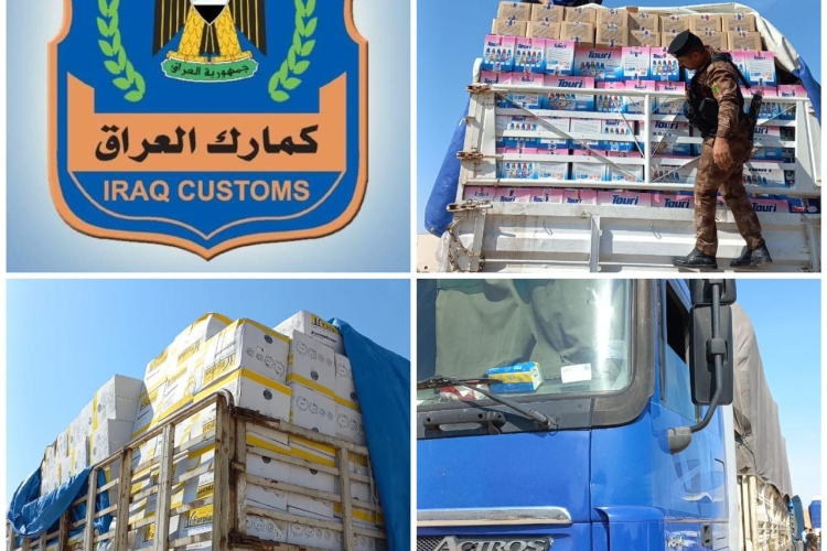 التحري و مكافحة التهريب في كمرك المنطقة الغربية يضبط اربعة شاحنات عند مداخل محافظة الانبار