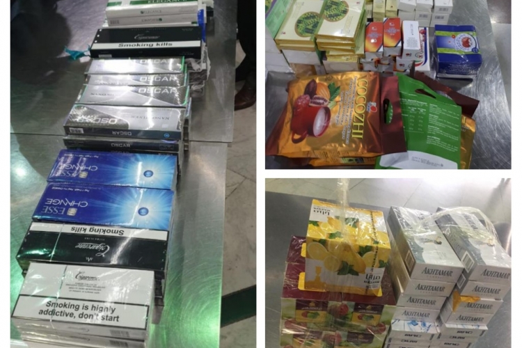 الكمارك ... حجز معسل ومكملات غذائية مخالفة  في مطار بغداد الدولي 