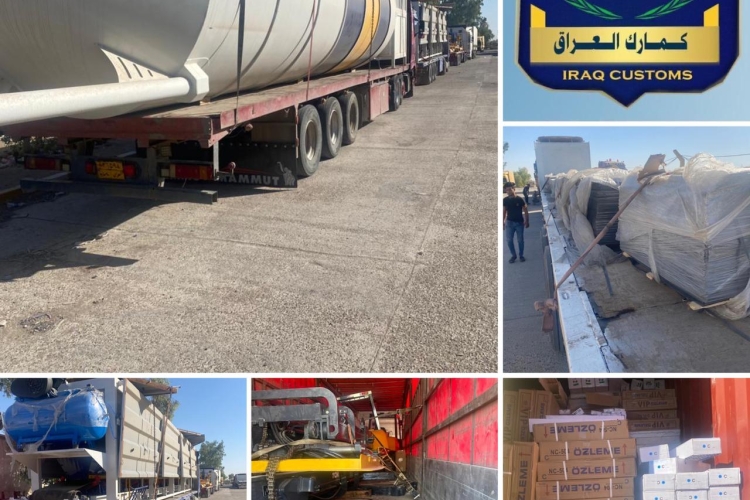 ضبط (١٢) شاحنة مخالفة عند مداخل مدينة بغداد