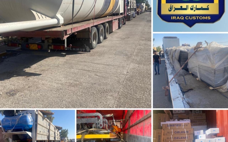 ضبط (١٢) شاحنة مخالفة عند مداخل مدينة بغداد