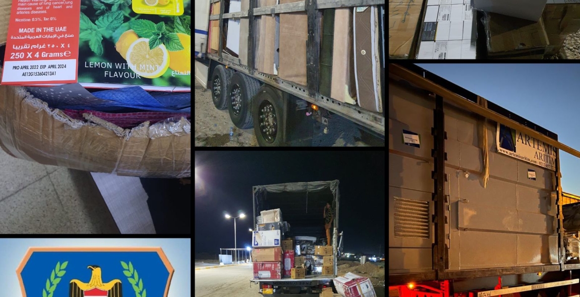  التحري و مكافحة التهريب تضبط ( ٧ ) شاحنات مخالفة عند مداخل محافظة نينوى